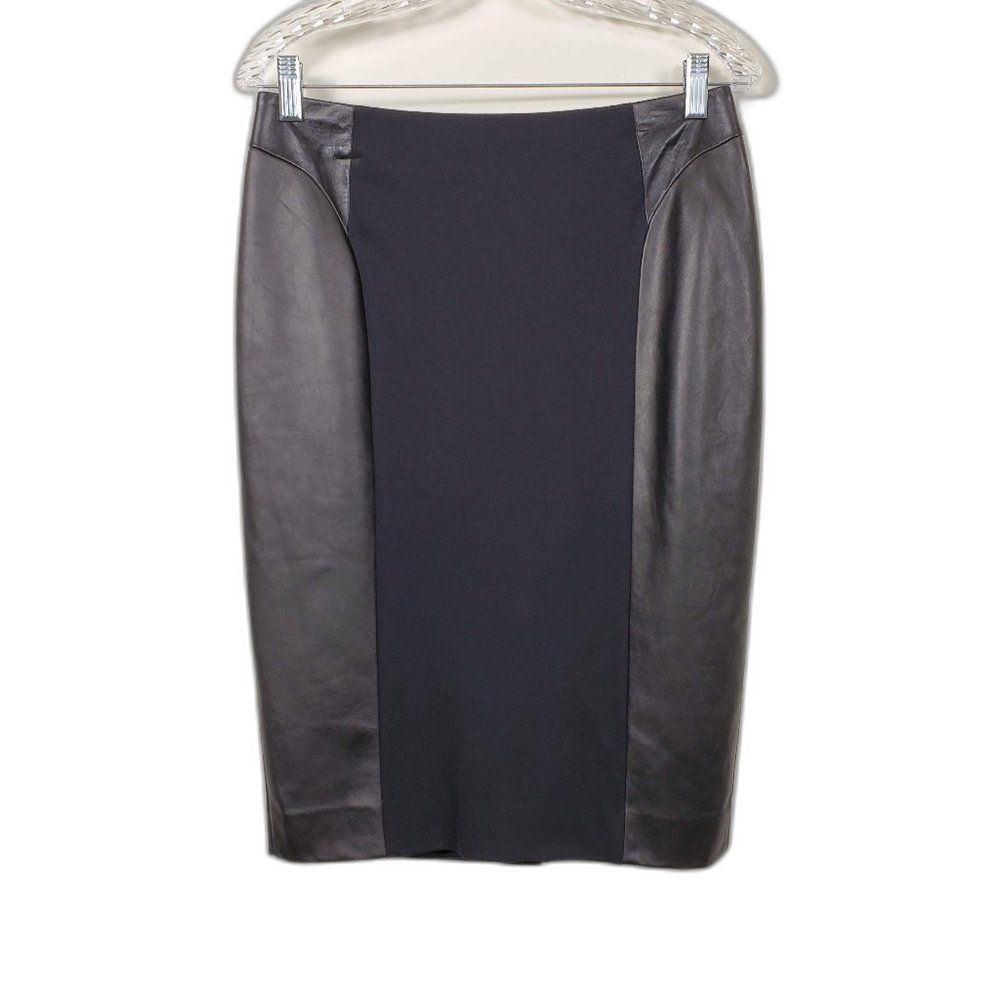 Classiques Entier Leather Rayon Pencil Skirt Womans Size 8 Black